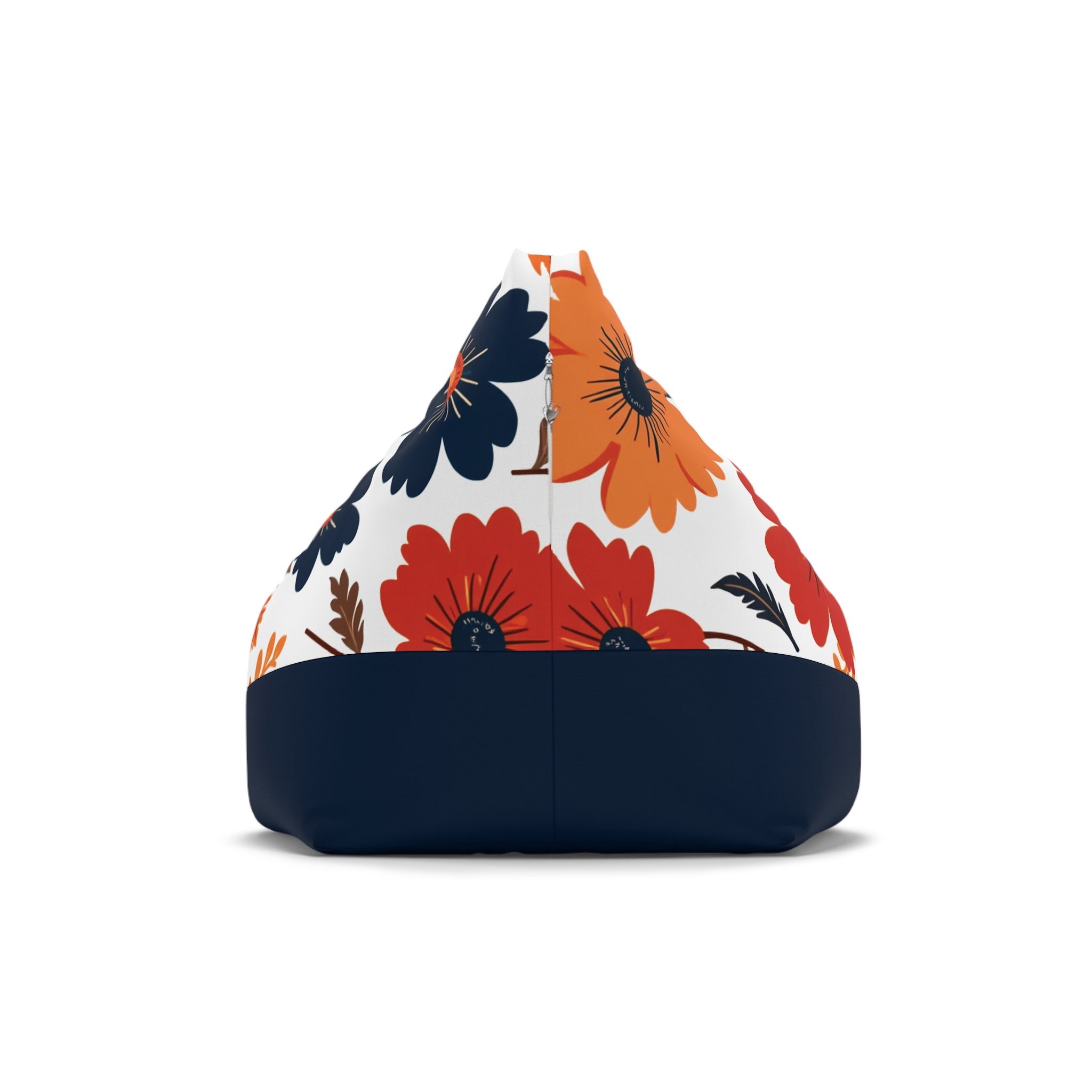 Floral Orange Navy Bean Bag Cover