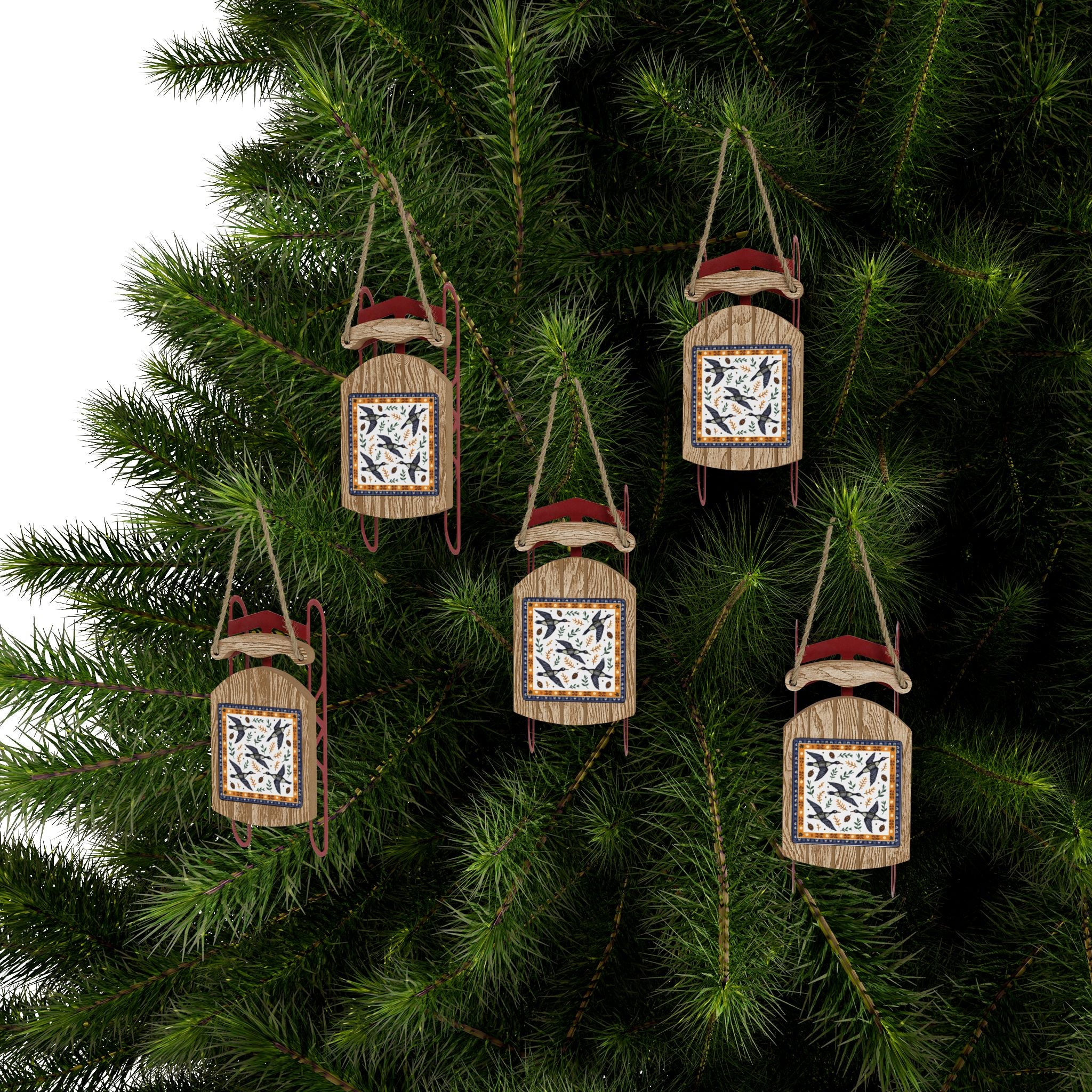 Geese Sled Ornaments