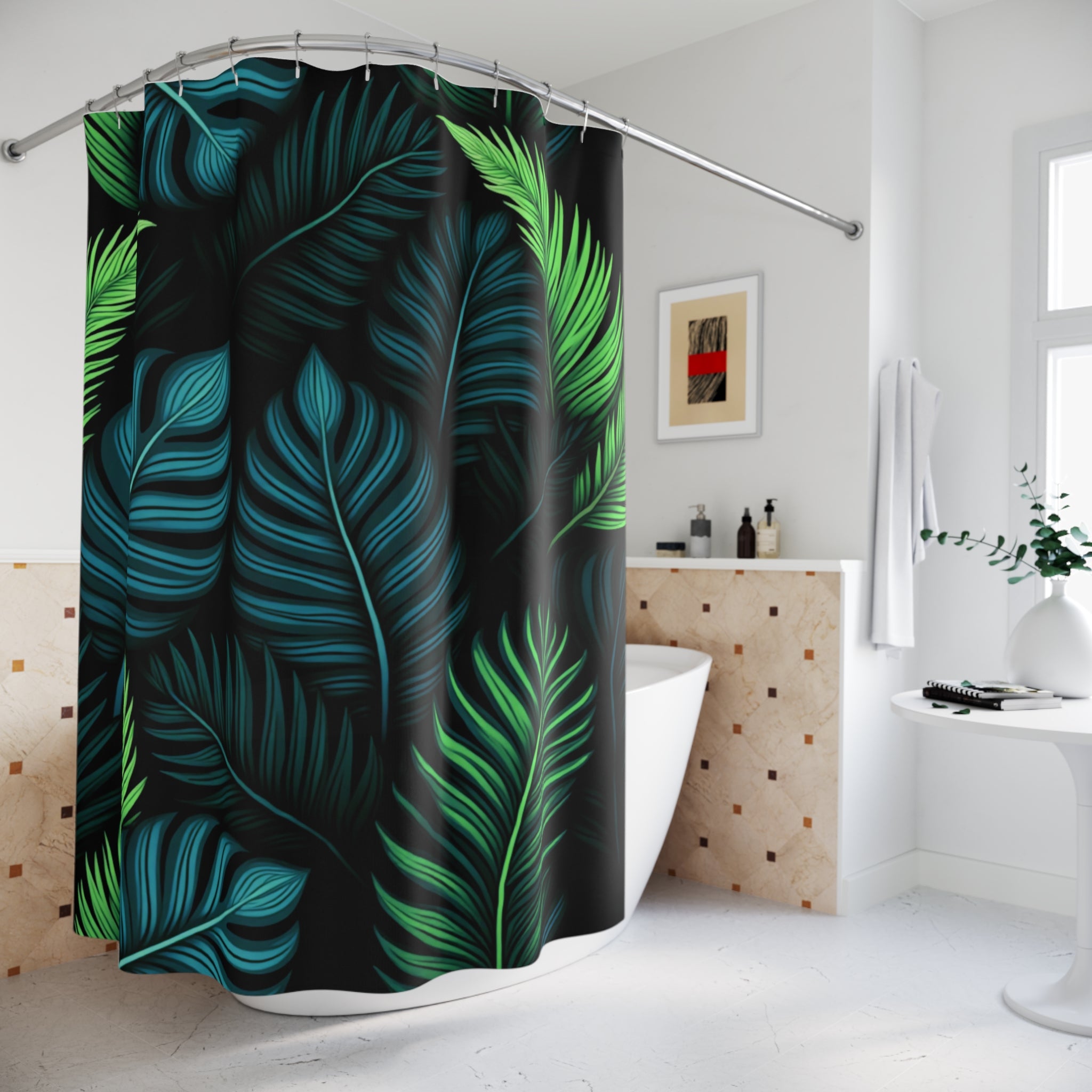 Tropical Palm Leaf Shower Curtain