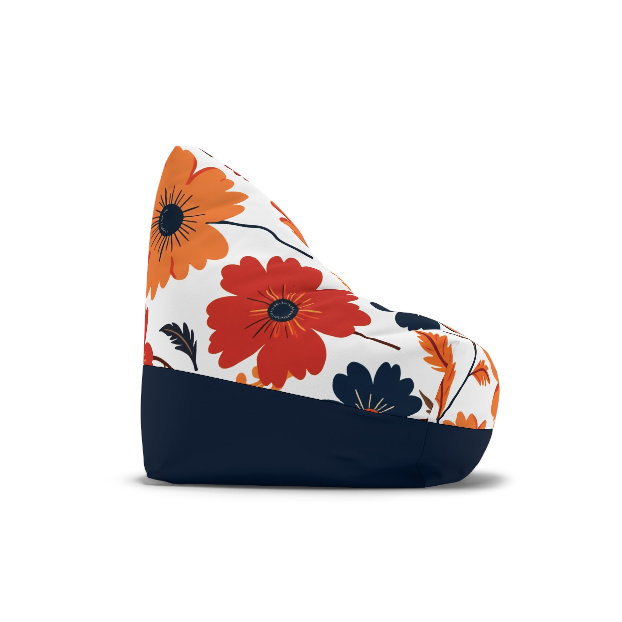Floral Orange Navy Bean Bag Cover