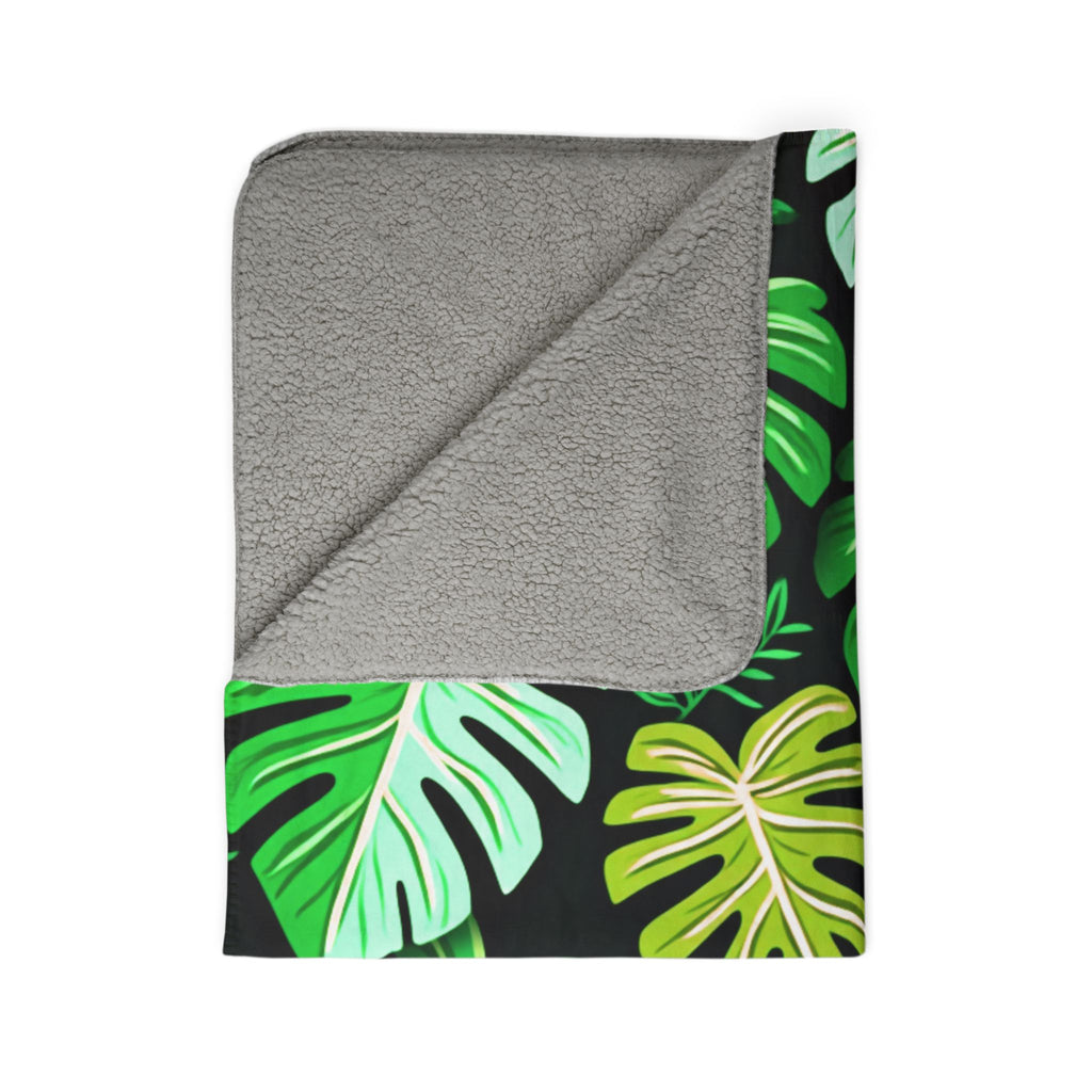 Tropical Leaf Sherpa Blanket
