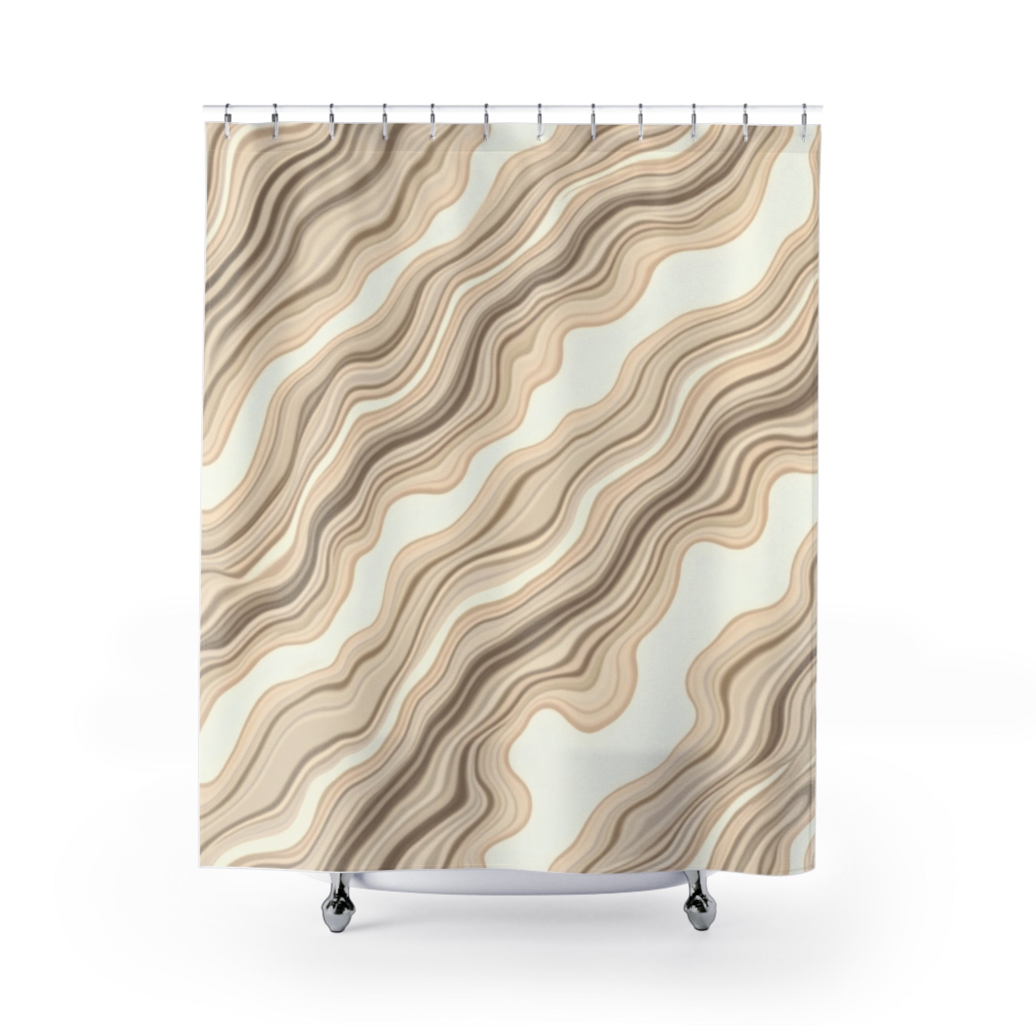Neutral Wavy Marble Shower Curtain