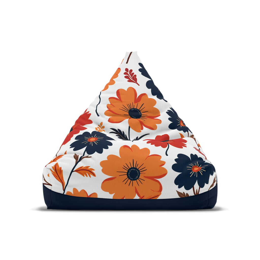 Floral Orange Navy Bean Bag Cover