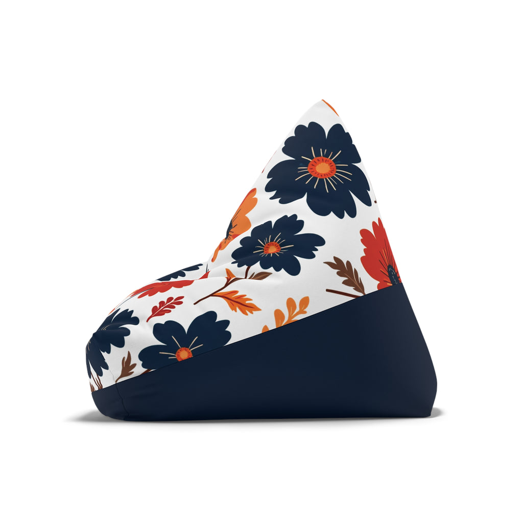 Floral Orange Navy Bean Bag Cover