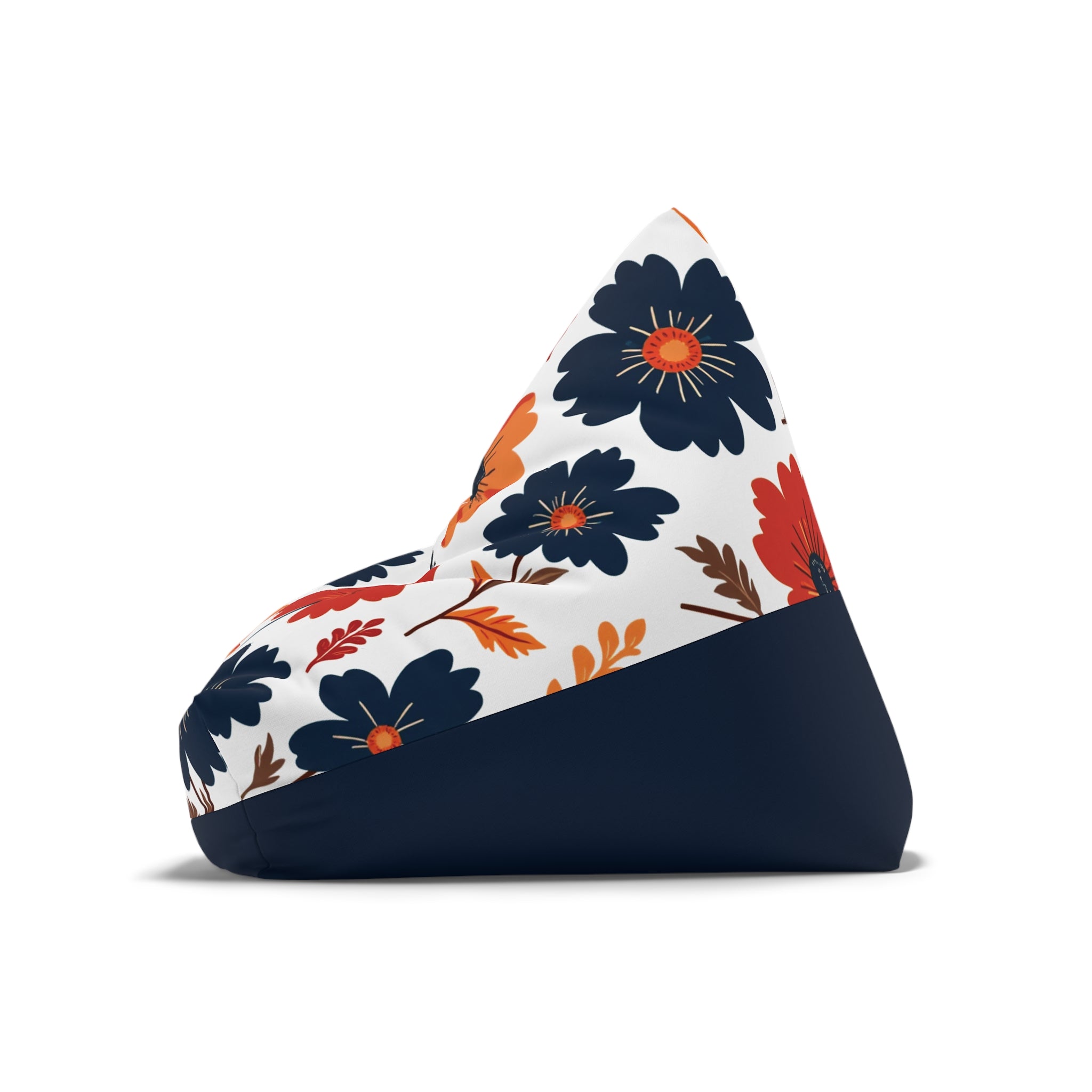 Floral Orange Navy Bean Bag Cover