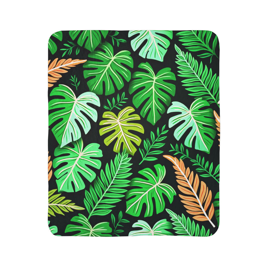 Tropical Leaf Sherpa Blanket