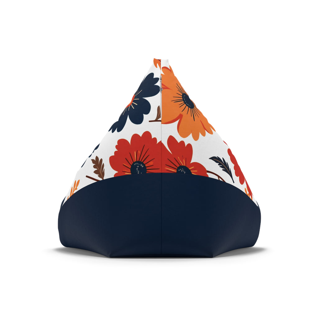 Floral Orange Navy Bean Bag Cover