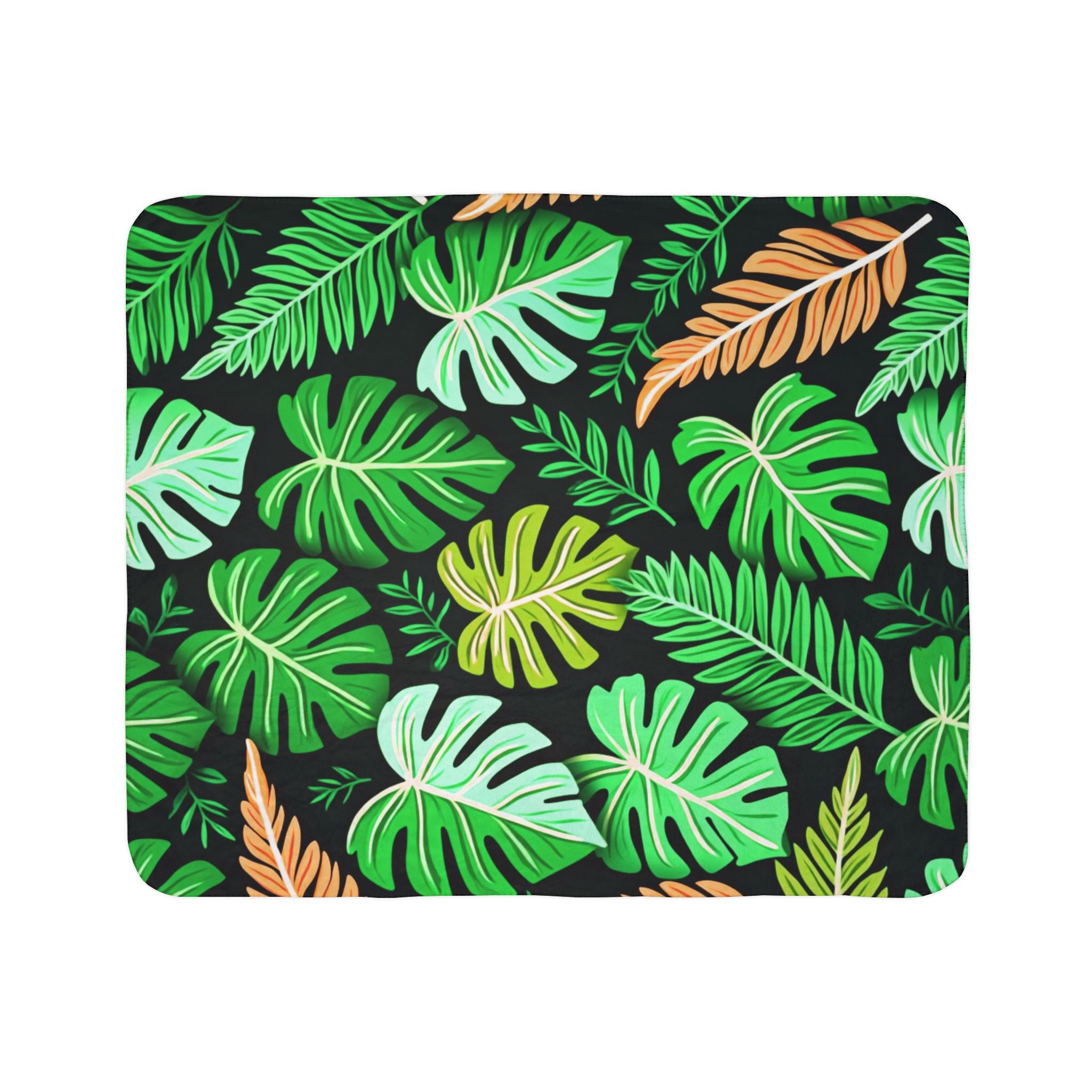 Tropical Leaf Sherpa Blanket