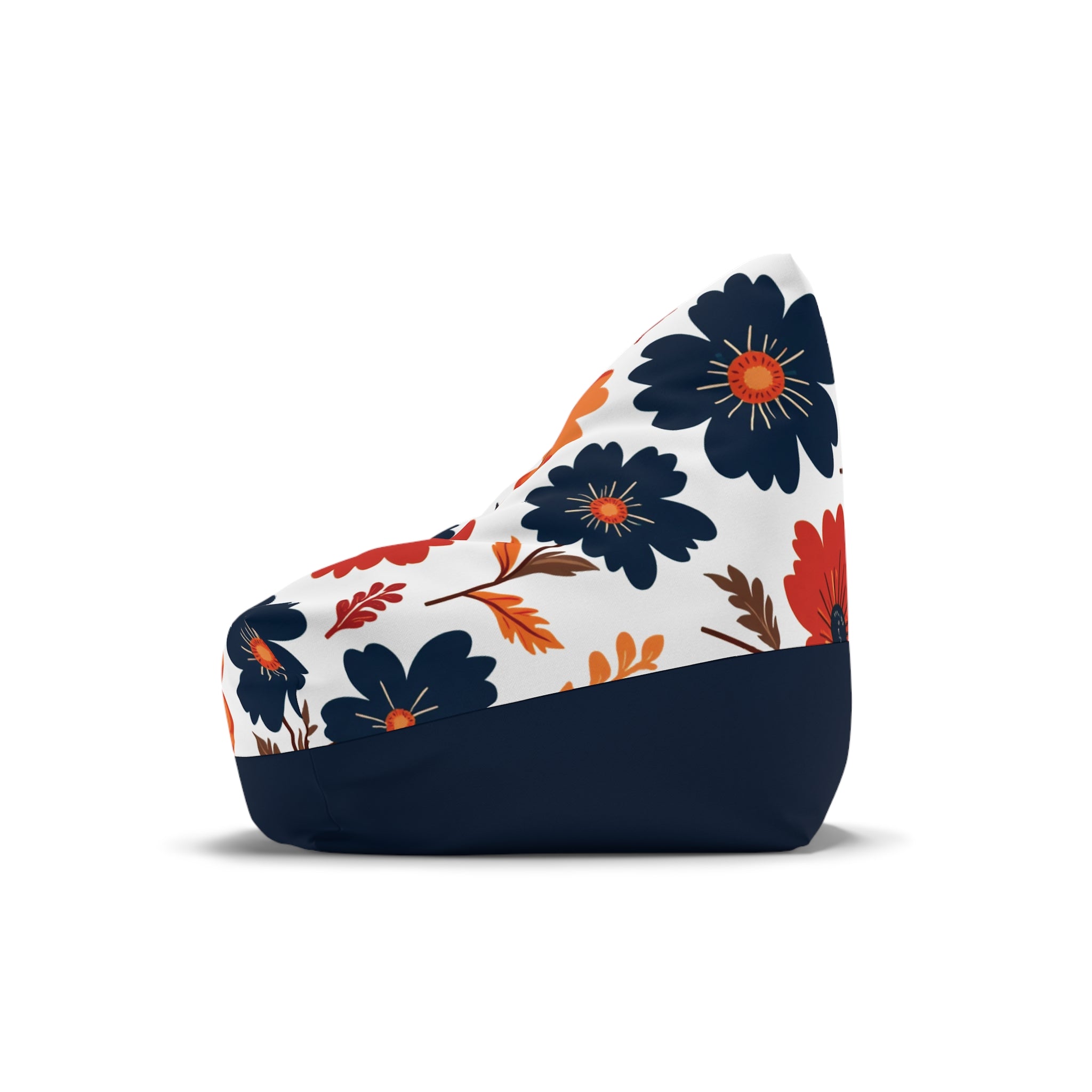 Floral Orange Navy Bean Bag Cover