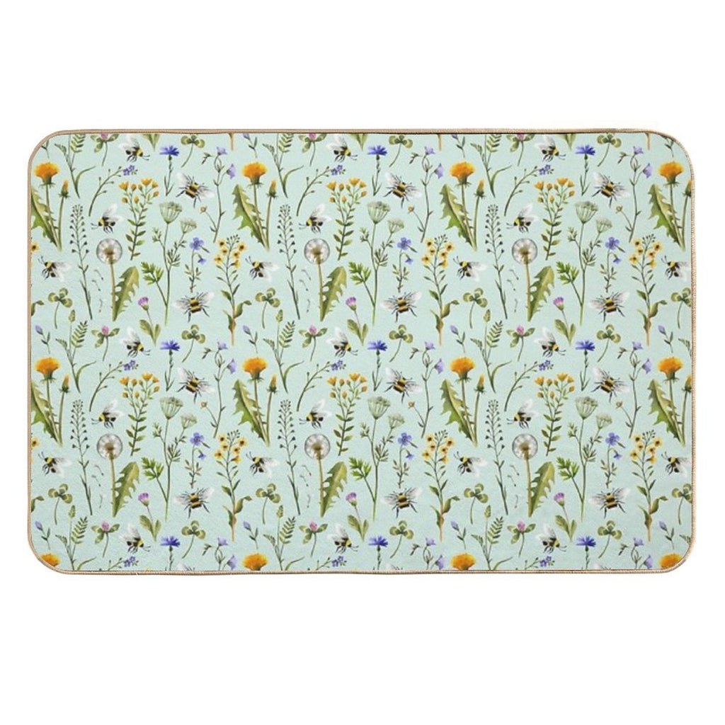 Bees And Wildflowers Bath Mat