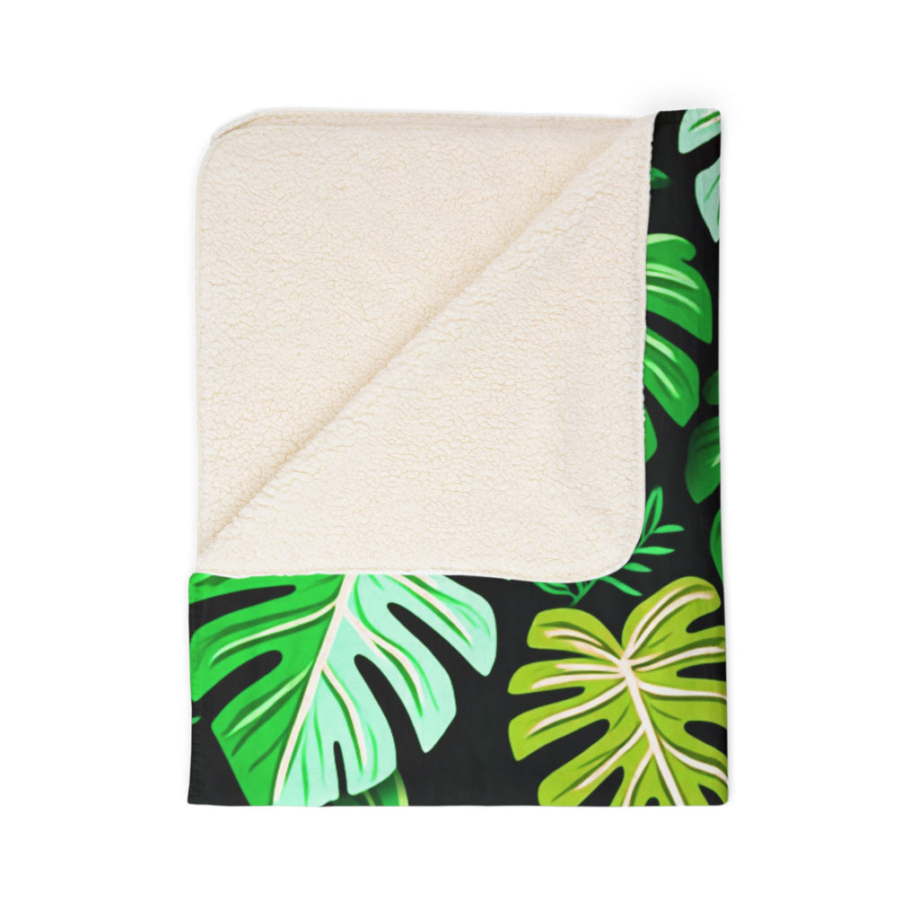Tropical Leaf Sherpa Blanket