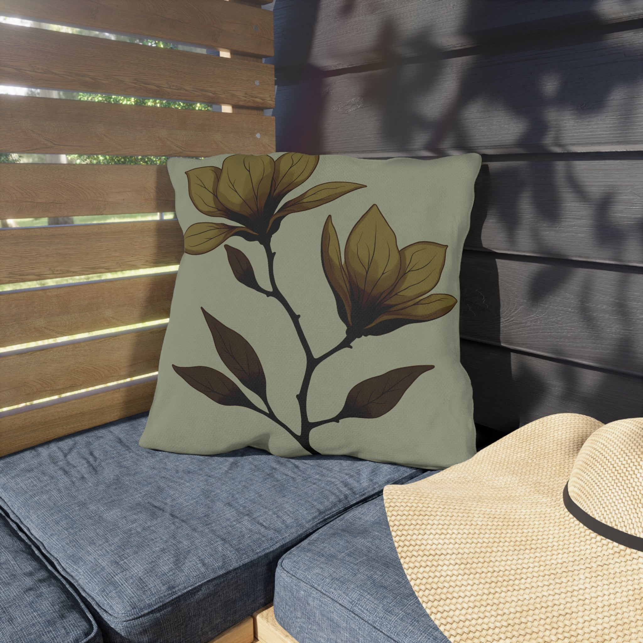 Botanical Magnolia Outdoor Pillow