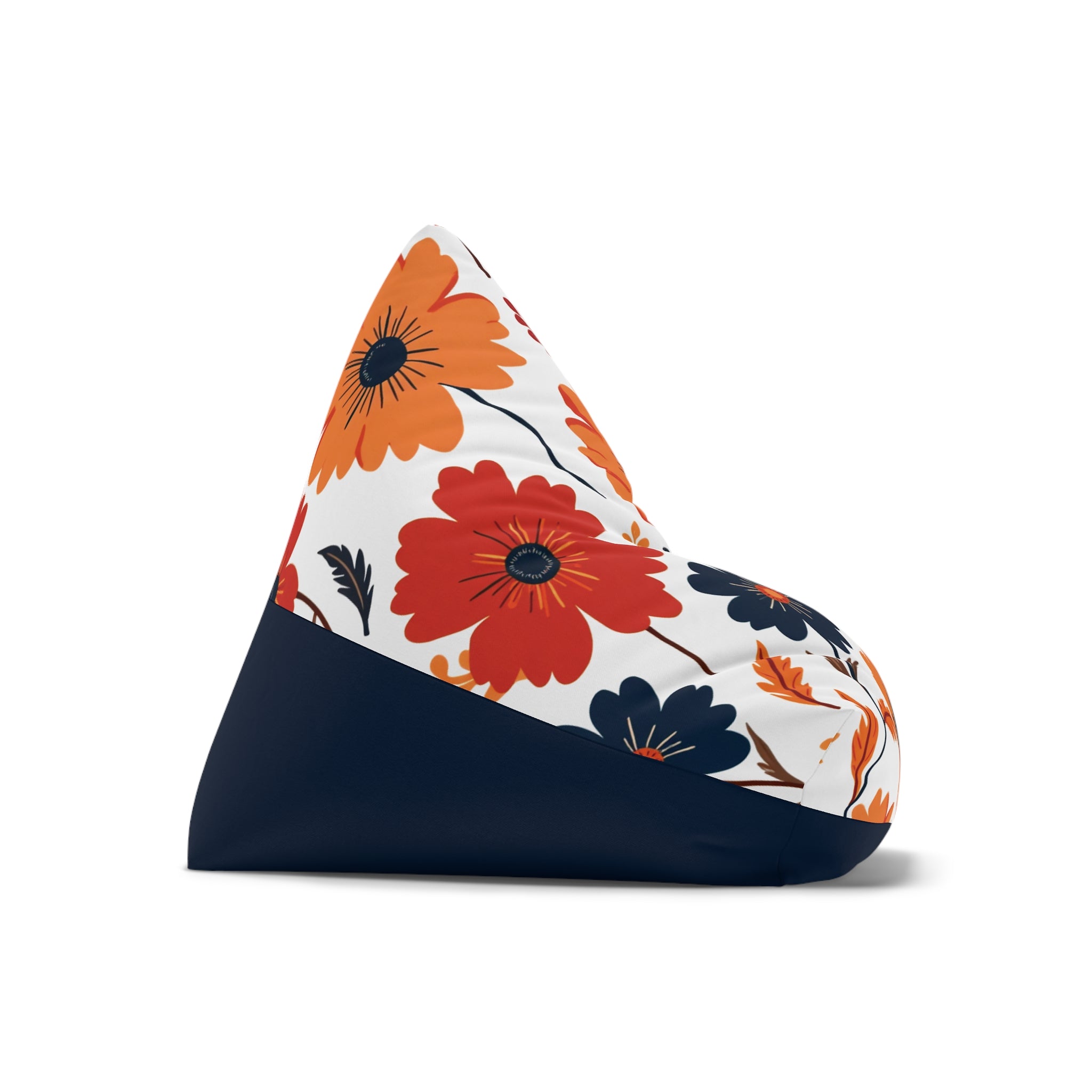 Floral Orange Navy Bean Bag Cover