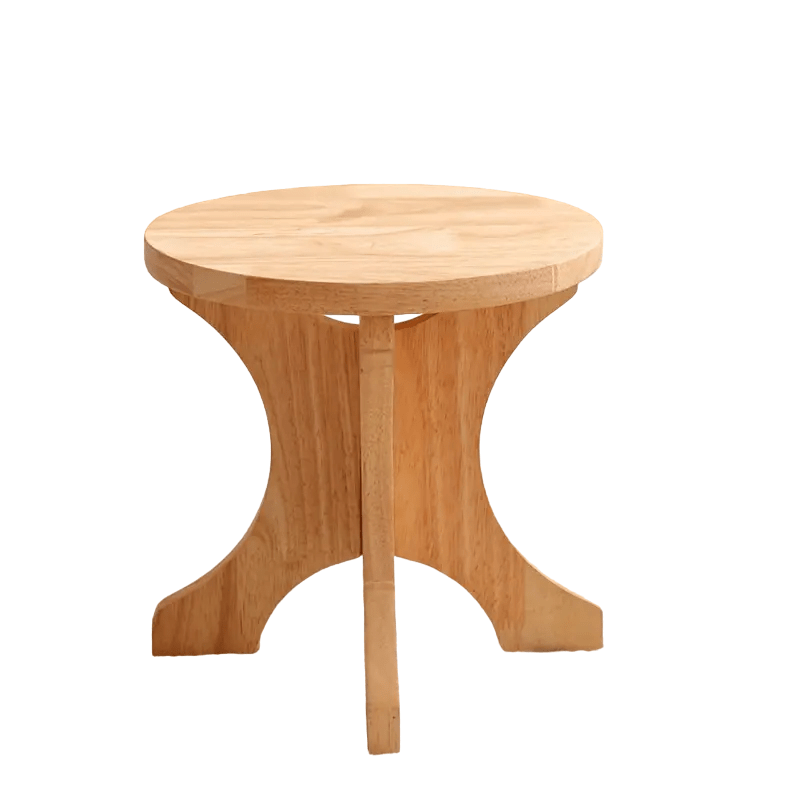 Art Deco Wooden Shoe Changing Stool - Household Solid Wood Round Stool in Wood Color - Essential Needs