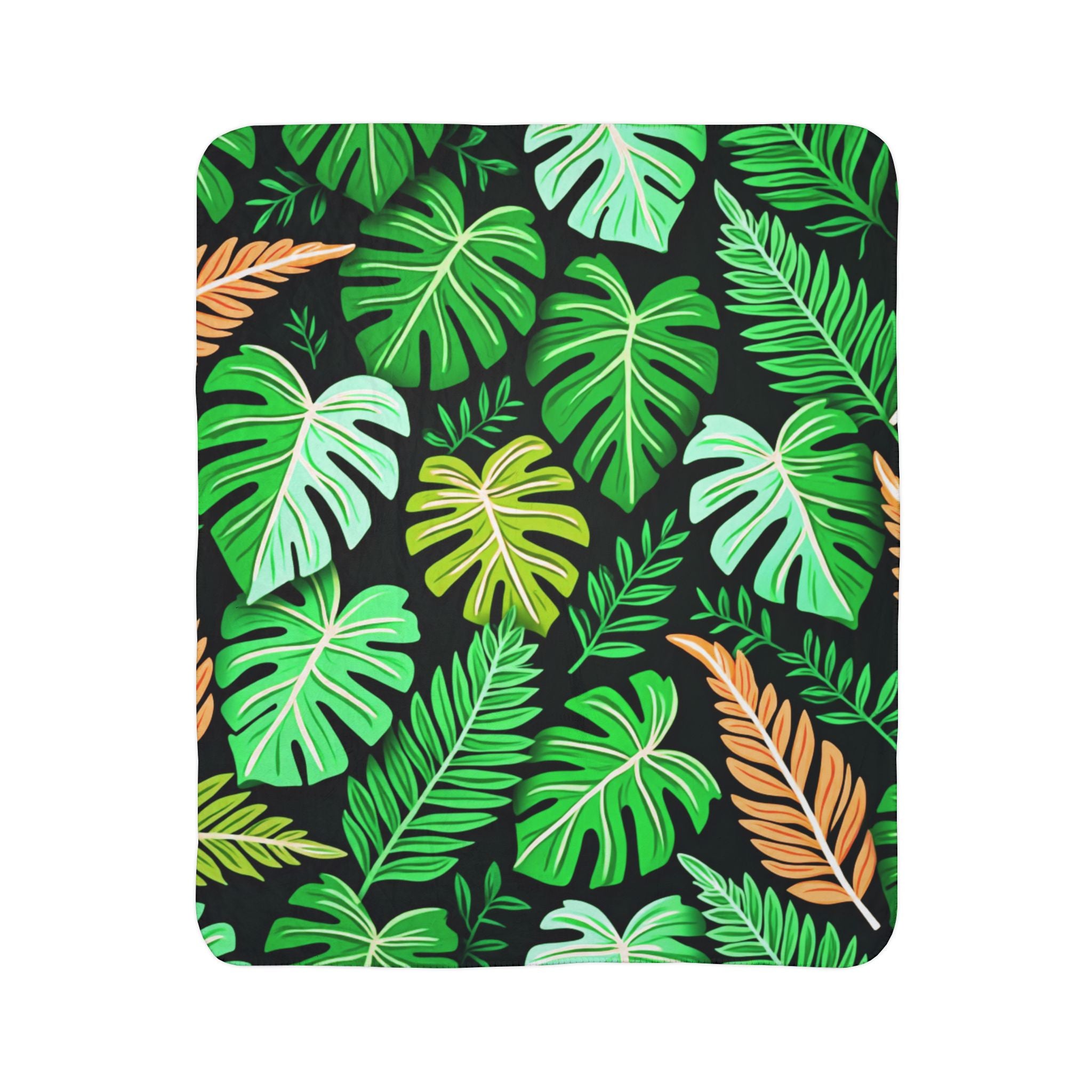 Tropical Leaf Sherpa Blanket