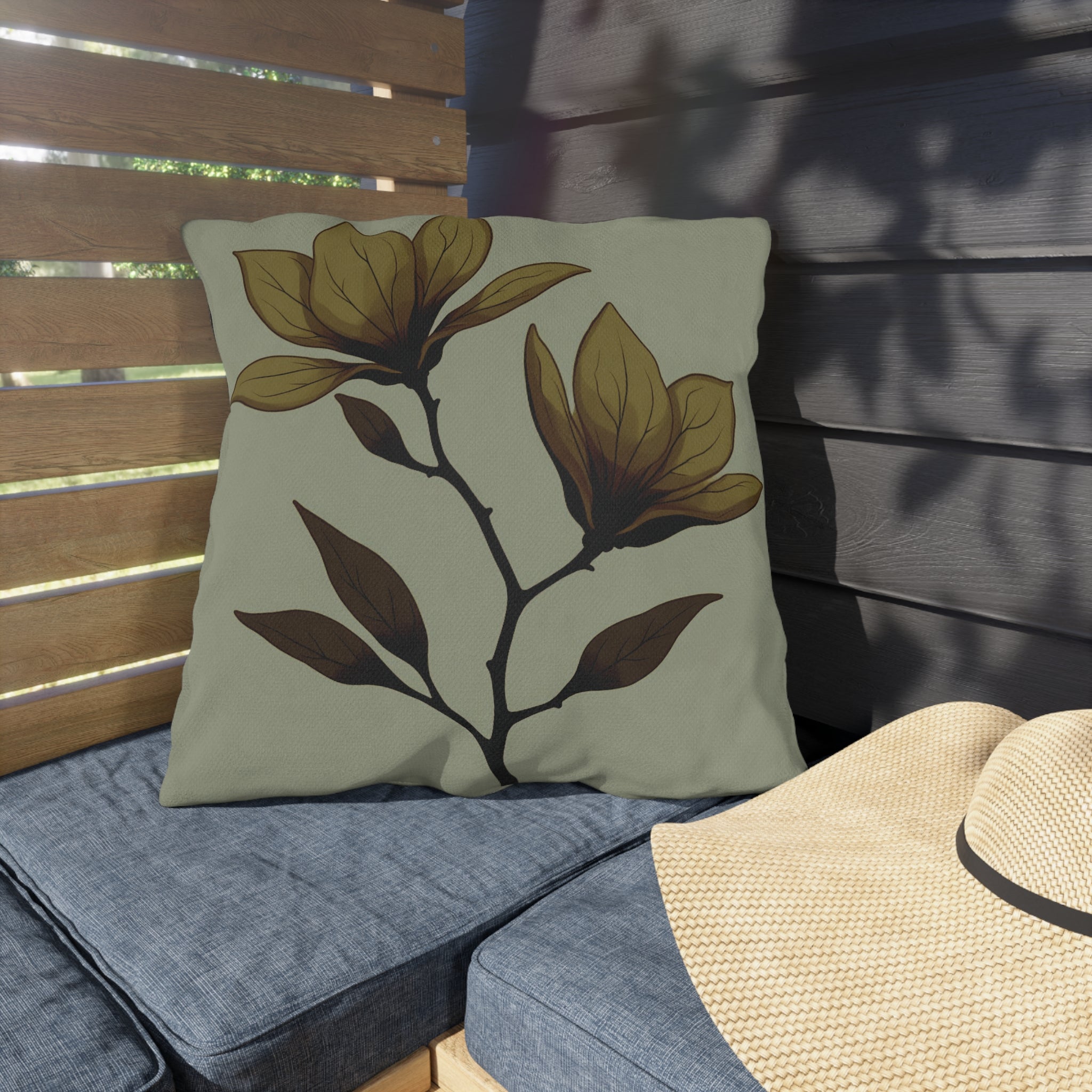Botanical Magnolia Outdoor Pillow