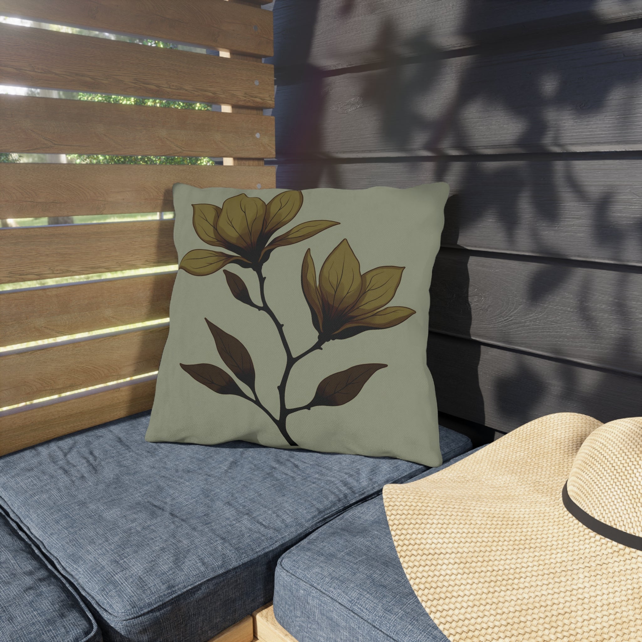 Botanical Magnolia Outdoor Pillow