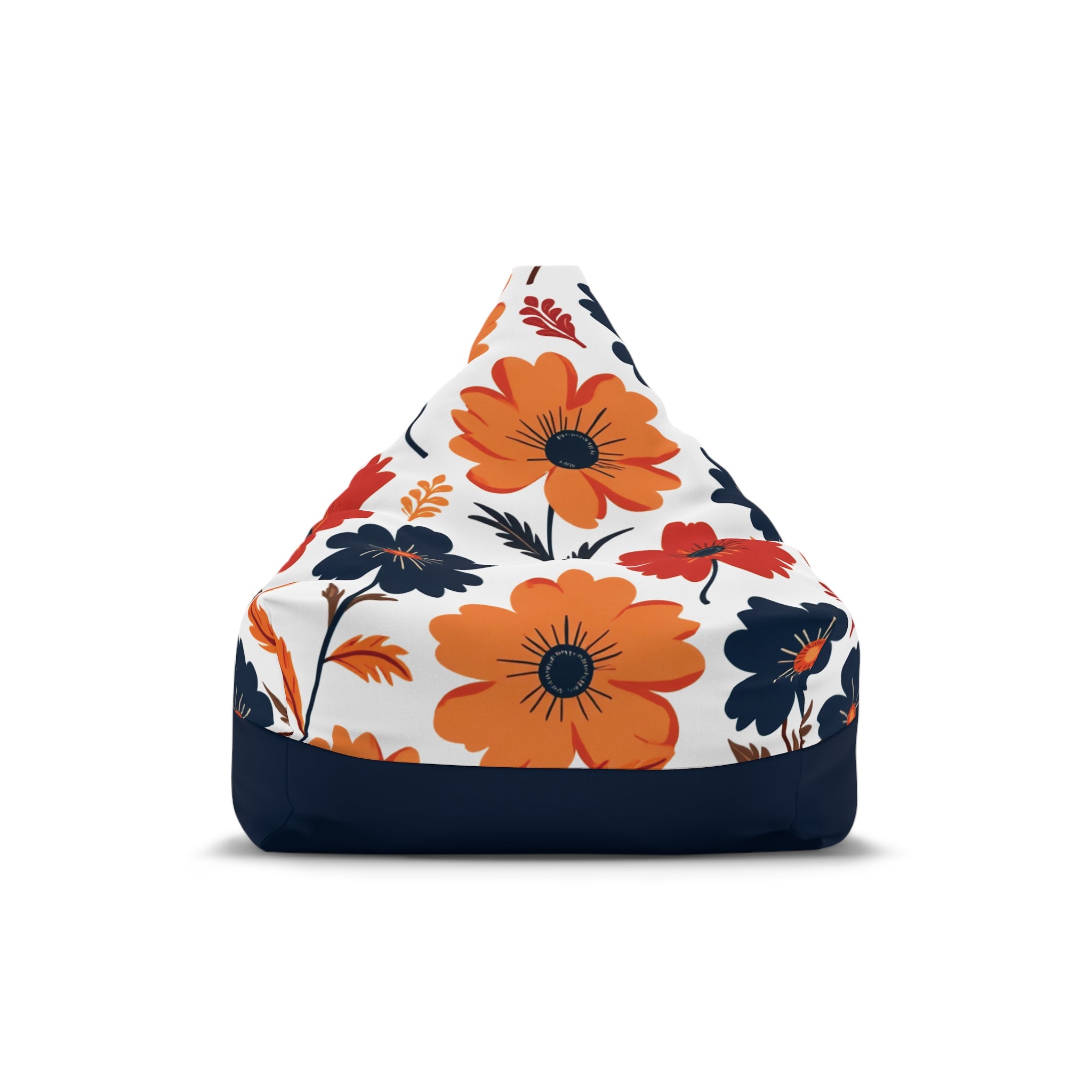Floral Orange Navy Bean Bag Cover