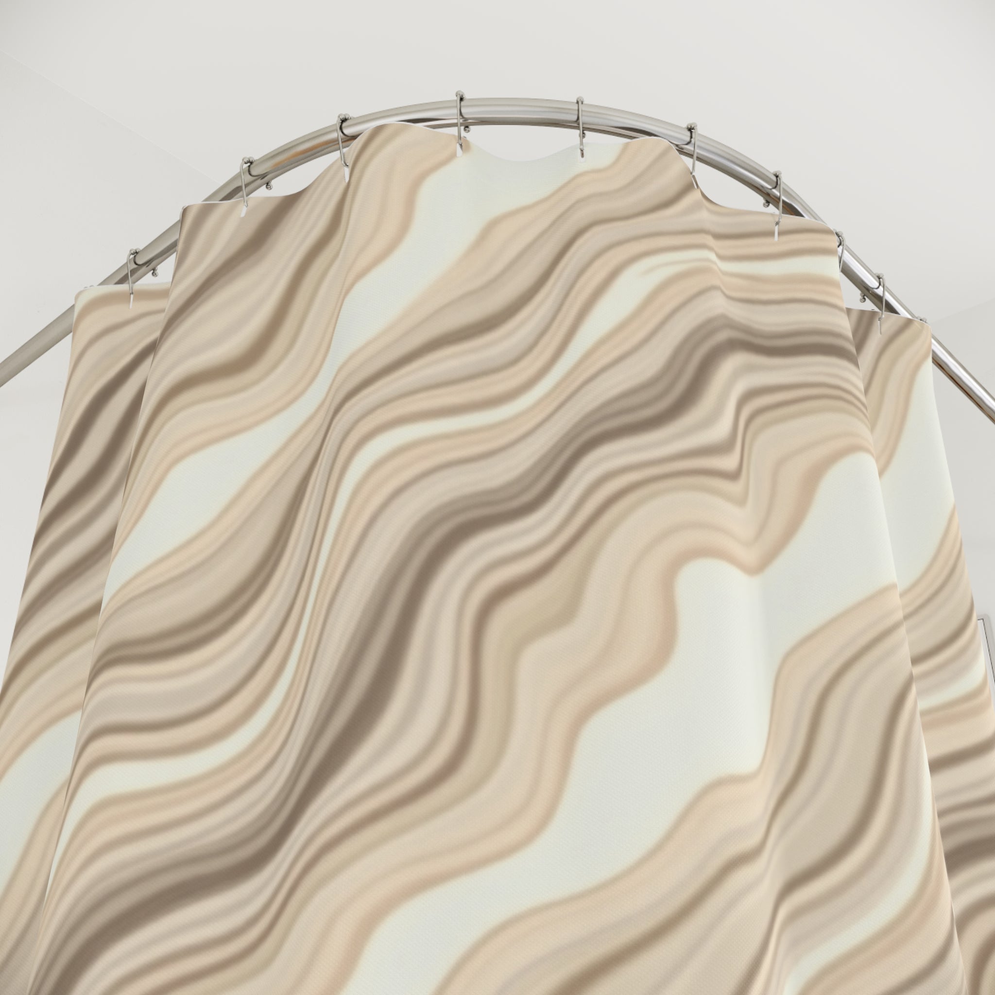 Neutral Wavy Marble Shower Curtain