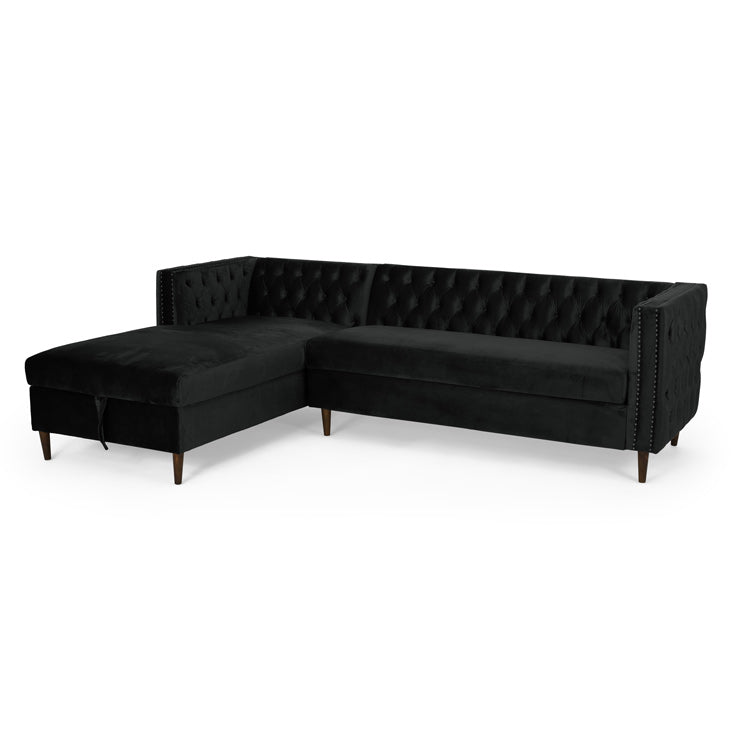 Tufted Velvet Sectional Storage Sofa with Chaise Lounge - Essential Needs