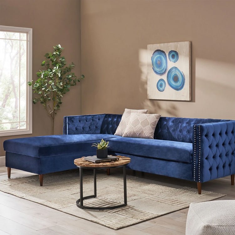Tufted Velvet Sectional Storage Sofa with Chaise Lounge - Essential Needs