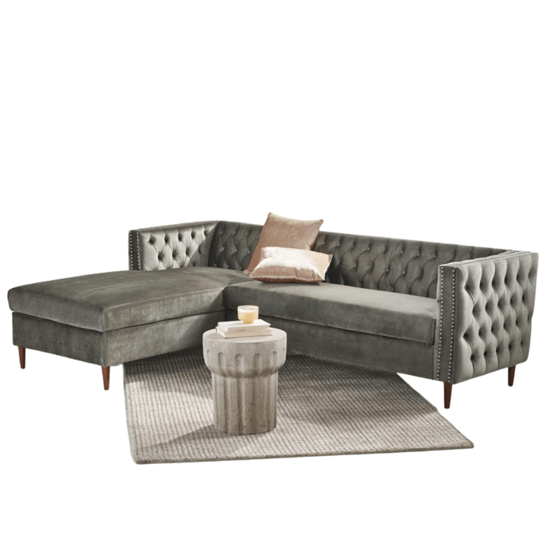 Tufted Velvet Sectional Storage Sofa with Chaise Lounge - Essential Needs