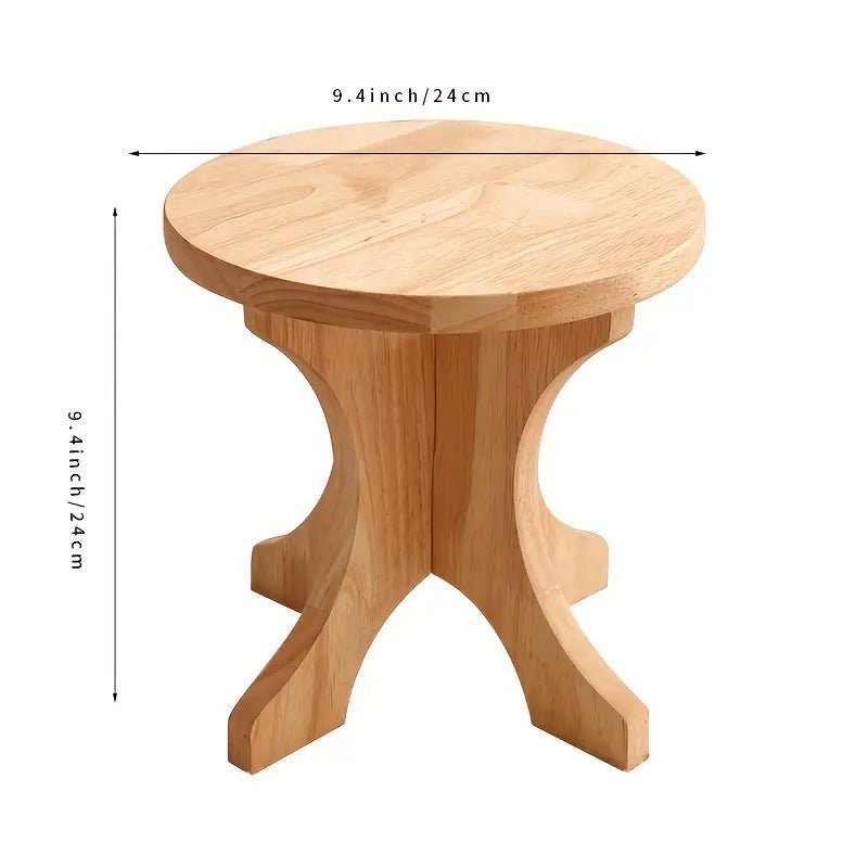 Art Deco Wooden Shoe Changing Stool - Household Solid Wood Round Stool in Wood Color - Essential Needs