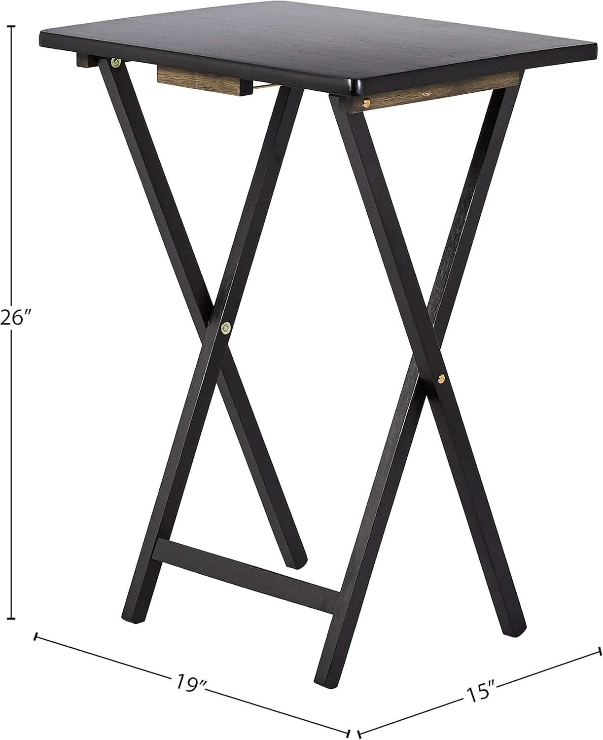 Foldable TV Dinner Tray Tables 4 Pack Black 15x19x26 - Essential Needs